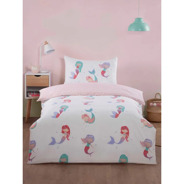 Rapport home Little Mermaids Single Duvet Cover Set – Soft Microfibre, 180 Thread Count, Non-Iron Easy Care – Kids' Room Bedding Fantasy Design