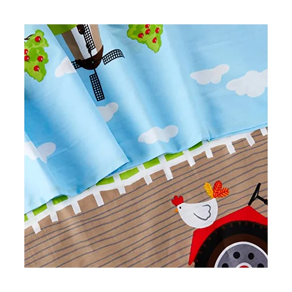 Rapport Home Single Duvet Cover Set & Pillowcase - Farm Animals & Tractors Multi-Colour Polycotton Bedding for Cot Beds 135x200cm Kids Boys Girls Easy Care