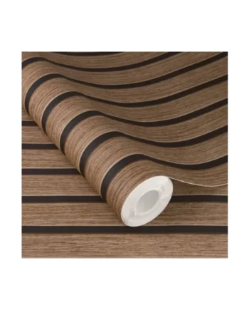 Rasch x Tesa Echo 3D Wood Slat Effect Self Adhesive Peel and Stick Textured Wallpaper, Walnut