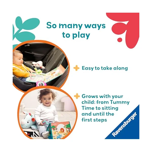 Ravensburger Play+ 3 in 1 Rhino Tummy Time Activity Station - Baby Toys 0-6 Months - Baby Play Mat