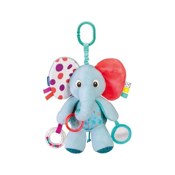 Ravensburger Play+ Explore & Play Elephant - Crinkle Pram Toy with Rattle and Mirror - Baby Toys 0-6 Months - Sensory Toys for Babies