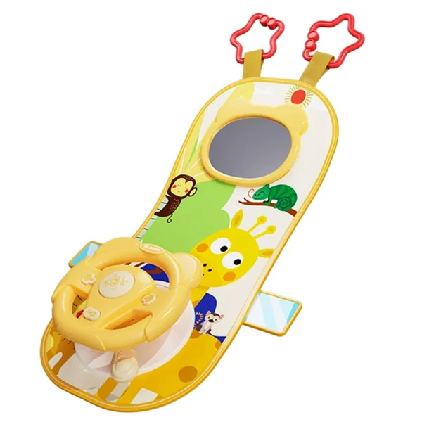 Rear Facing Car Seat Toys, 360° Rotation Baby Steering Wheel Toy with Mirror, Music, Lights and Driving Sounds, 12 Months+ Kids Steering Wheel for Car Backseat