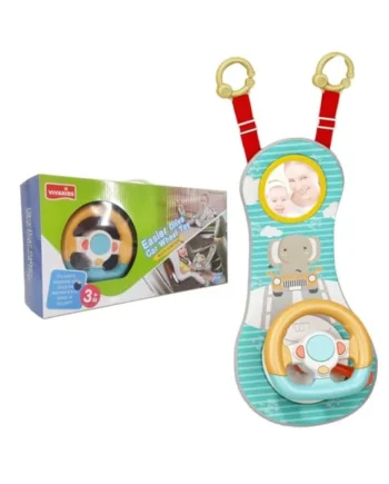 Rear Facing Car Seat Toys, 360° Rotation Baby Steering Wheel Toy with Mirror, Music, Lights and Driving Sounds, 12 Months+ Kids Steering Wheel for Car Backseat