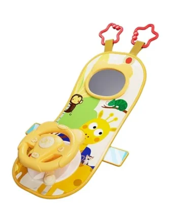 Rear Facing Car Seat Toys, 360° Rotation Baby Steering Wheel Toy with Mirror, Music, Lights and Driving Sounds, 12 Months+ Kids Steering Wheel for Car Backseat Toy for