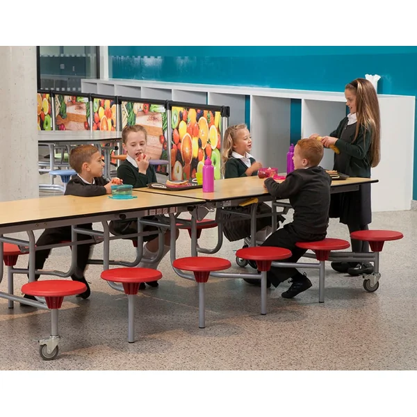 Rectangular Mobile Folding Table with Seats