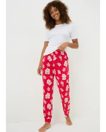 Red Gingerbread Fleece Pyjama Bottoms