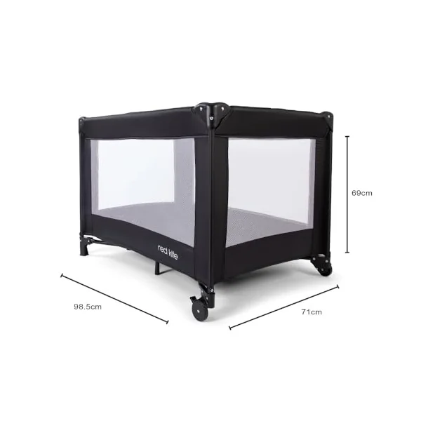 Red Kite Black Sleep Tight Travel Cot, Black