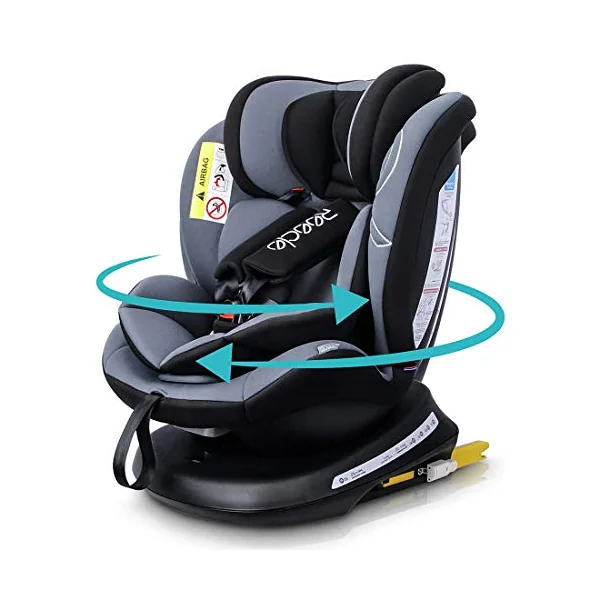 Reecle 360 Swivel Baby Car Seat with ISOFIX, Group 0+1/2/3 (0-36 kg), Approx. 0-12 Years (Black)