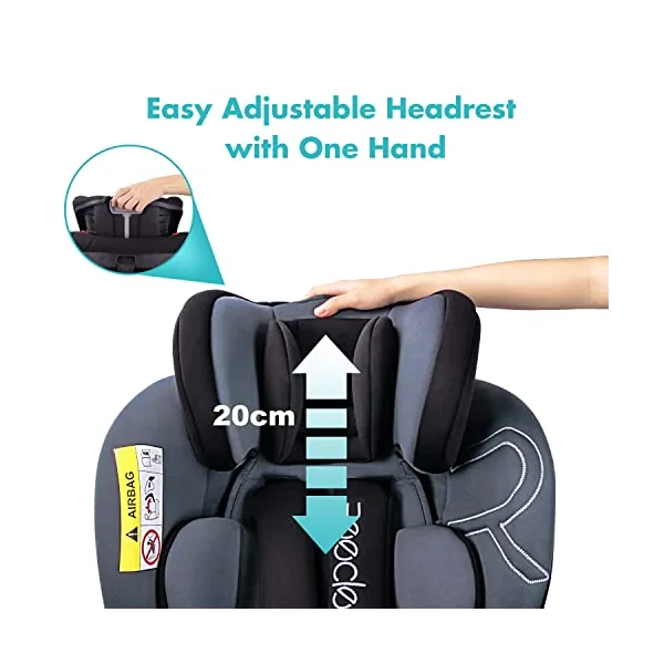 Reecle 360 Swivel Baby Car Seat with ISOFIX, Group 0+1/2/3 (0-36 kg), Approx. 0-12 Years (Black)