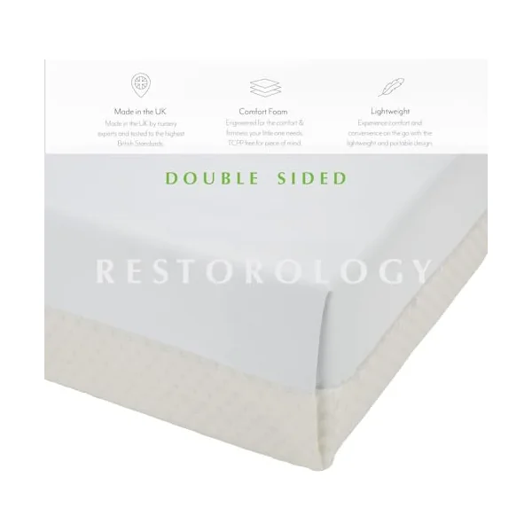 Restorology Premium Quality Baby Travel Cot Mattress Fits Most Graco/M&P/Babylo Deluxe/BabyBjörn/Silver Cross/Toddler cot Mattress - Removable Washable Zip Cover (Size : 112 x 55 x 6 cm)