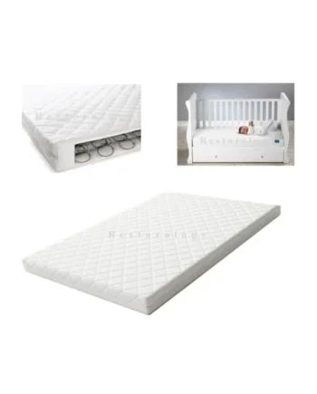 Restorology Sprung Cot Bed Mattress Breathable Hypoallergenic Double Sided Spring Baby Bed Mattress - Extra Thick With Removable Cover - Made In UK (Fits M&P Cots 300) Size - 127 x 63 cm