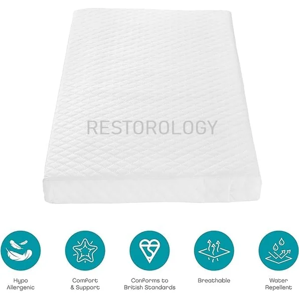 Restorology Sprung Cot Bed Mattress Breathable Hypoallergenic Double Sided Spring Baby Bed Mattress - Extra Thick With Removable Cover - Made In UK (Fits M&P Cots 300) Size - 127 x 63 cm