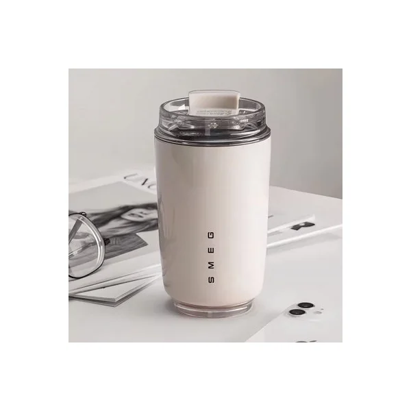 Retro Travel Mug With Lid - 320ml, Cream