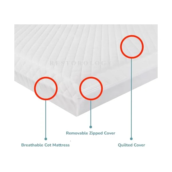 RG Sizes Quilted Baby COT Bed/Toddler MATTRESSES Breathable & Waterproof (132x71x10 cm)