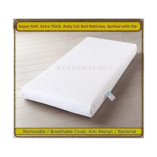 RG Sizes Quilted Baby COT Bed/Toddler MATTRESSES Breathable & Waterproof (132x71x10 cm)