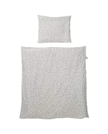 roba Miffy Baby Bed Linen, 80 x 80 cm, Bed Linen Set for Baby Cot and Side Cot, Rabbit Motif, Duvet Cover 80 x 80 cm and Pillowcase 40 x 35 cm, Grey