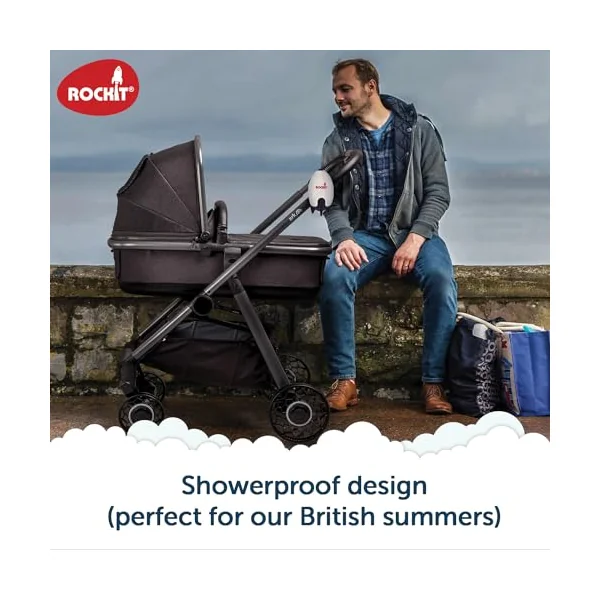 Rockit Rocker Rechargeable Pram Rocker - Baby Pushchair Rocking Device, Soothing Motion for Stroller or Buggy, Adjustable Speed, 60 Minute Timer, Universal Fit