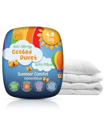 Rohi 4.5 tog Cot Bed Duvet and pillow set – Microfibre Anti-Allergy Toddler Duvet & Pillow – Lightweight, Breathable & Ultra Comfy Baby Quilt 120cm x 150cm