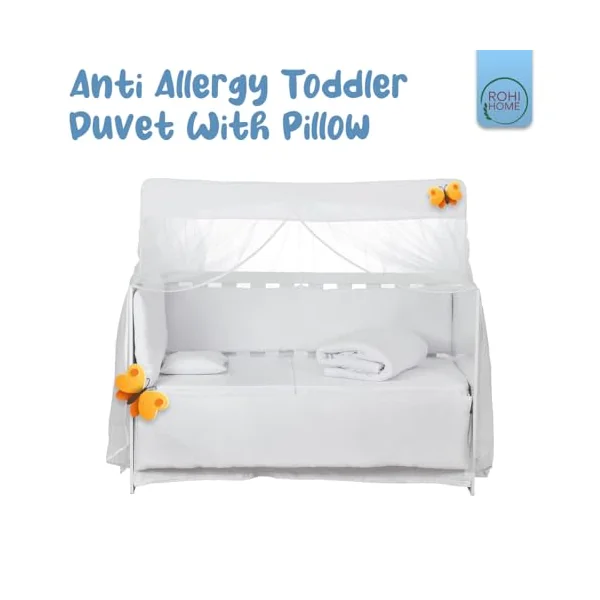 Rohi 7.5 Tog Cot Bed Duvet and Pillow Set – Microfibre Anti-Allergy Toddler Duvet & Pillow – Lightweight, Breathable & Ultra Comfy Baby Quilt 120cm x 150cm