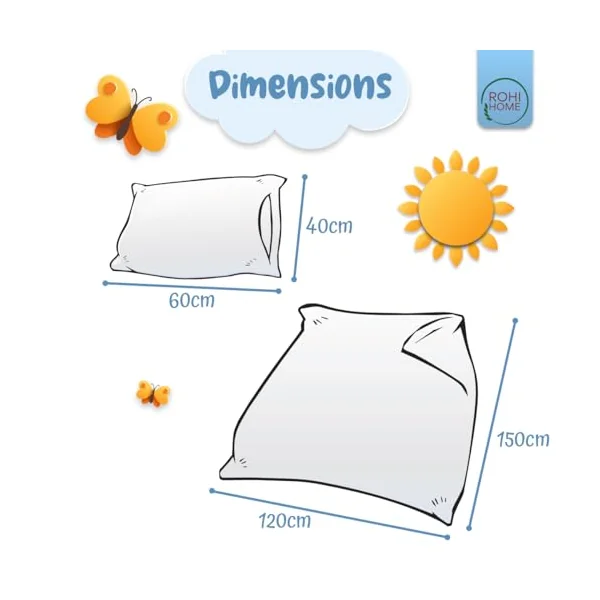 Rohi 7.5 Tog Cot Bed Duvet and Pillow Set – Microfibre Anti-Allergy Toddler Duvet & Pillow – Lightweight, Breathable & Ultra Comfy Baby Quilt 120cm x 150cm