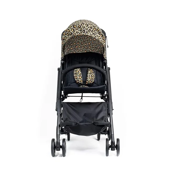 Roma Capsule 3 Baby Stroller Khaki Leopard– Lightweight Compact Holiday Buggy, Lie-Flat Travel Stroller from Birth, 6.7kg, Cabin Size Fold with Travel Bag, Raincover and Insect Net