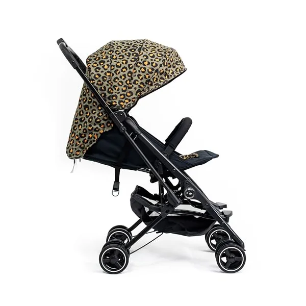 Roma Capsule 3 Baby Stroller Khaki Leopard– Lightweight Compact Holiday Buggy, Lie-Flat Travel Stroller from Birth, 6.7kg, Cabin Size Fold with Travel Bag, Raincover and Insect Net