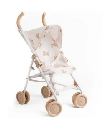 Roma Teddy XL Dolls Pram and Pushchair, Adorable Teddy Print with Retractable Hood, Swivel Wheels, Folds Flat for Storage, Suitable for Dolls and Teddies up to 42cm, Ages 3 Plus