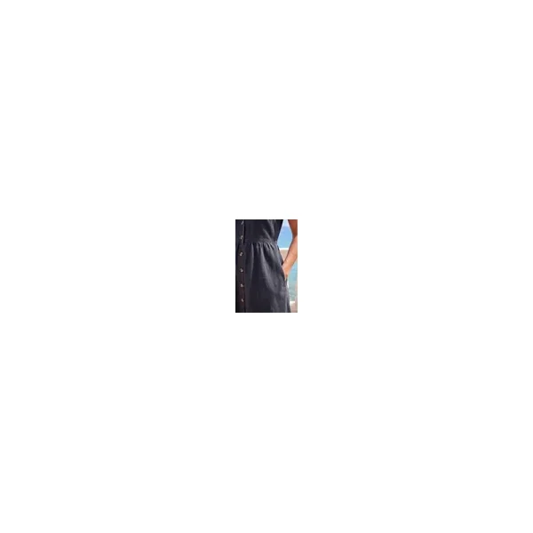 Roman Black Denim Button Through Midi Dress