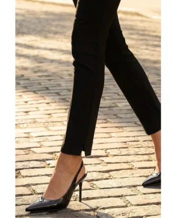 Roman Black Full Length Elastic Waist Stretch Trousers