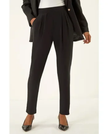 Roman Black Jersey Stretch Elastic Waist Harem Trousers