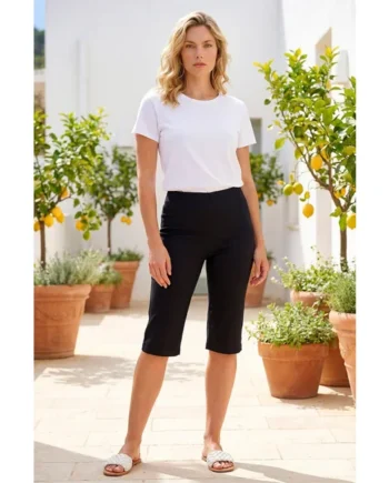 Roman Black Knee Length Stretch Shorts