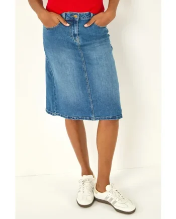 Roman Denim Cotton Denim Stretch A line Skirt