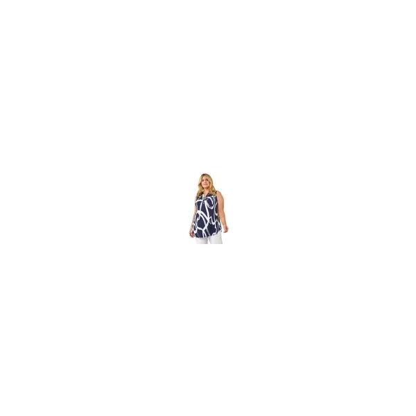 Roman Navy Curve Abstract Print Vest Top