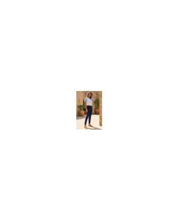 Roman Navy Full Length Elastic Waist Stretch Trousers