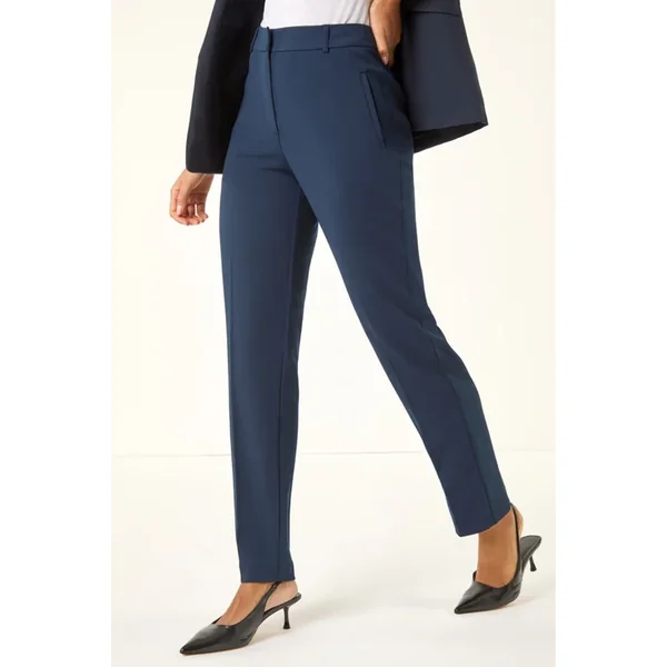 Roman Navy Long Straight Leg Stretch Trouser