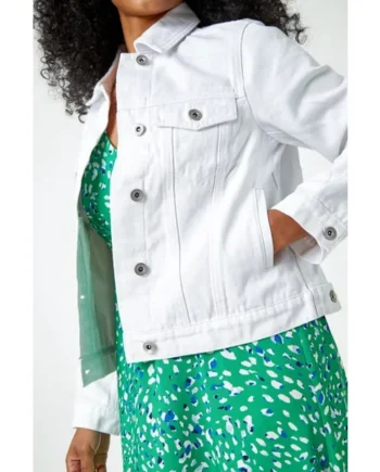 Roman Petite White Bleached Denim Jacket