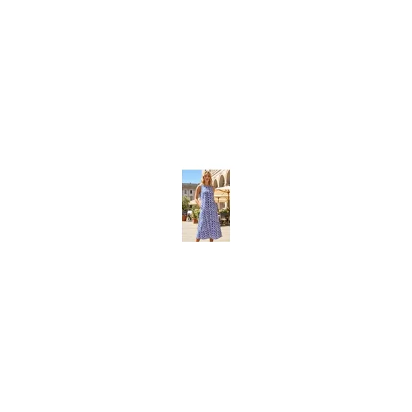 Roman Royal Blue Geo Print Pocket Midi Dress