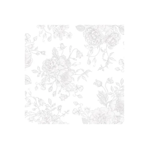 Romantic Roses Wallpaper in Grey on White