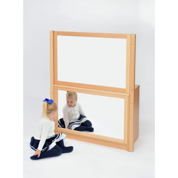Room Scene Bookcase with Dry Wipe Divider and Mirror Back
