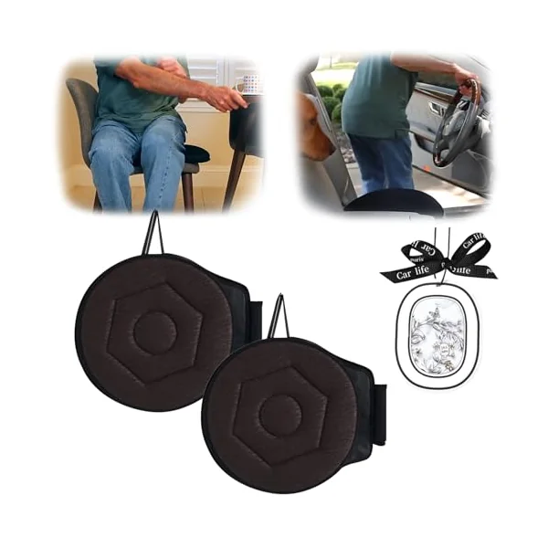 Rotating Seat Cushion, 360 Rotating Seat Cushion for Car, 360 Elderly Support Non Slip Cushion Swivel Seat Cushion, Suitable for Car Seats, Home Office Seats (Coffee,2*PCS)