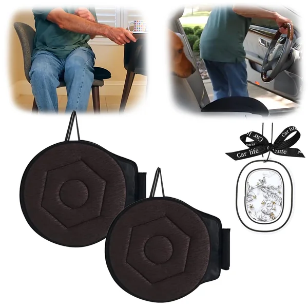 Rotating Seat Cushion, 360 Rotating Seat Cushion for Car, 360 Elderly Support Non Slip Cushion Swivel Seat Cushion, Suitable for Car Seats, Home Office Seats (Coffee,2*PCS)