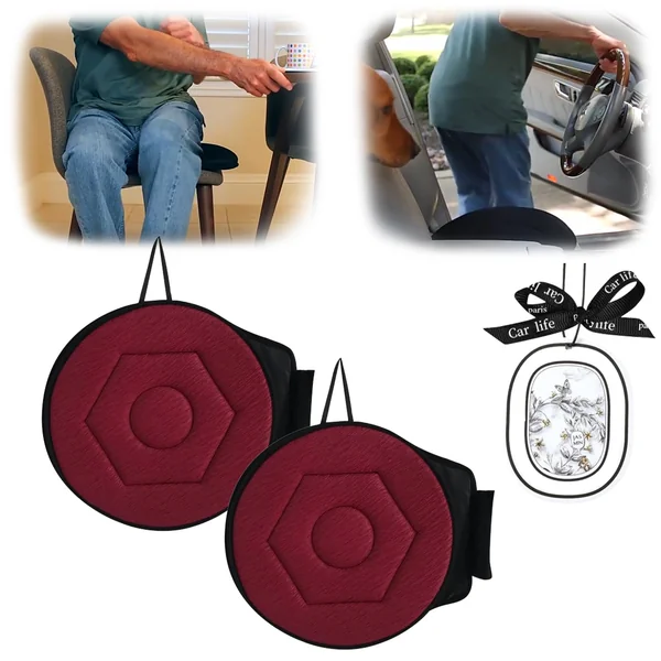 Rotating Seat Cushion, 360 Rotating Seat Cushion for Car, 360 Elderly Support Non Slip Cushion Swivel Seat Cushion, Suitable for Car Seats, Home Office Seats (Red,2*PCS)