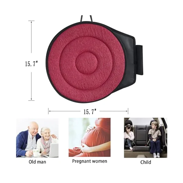 Rotating Seat Cushion for Car, 360 Rotating Non-Slip Cushion Swivel Seat Cushion for Car for Elderly (Red)