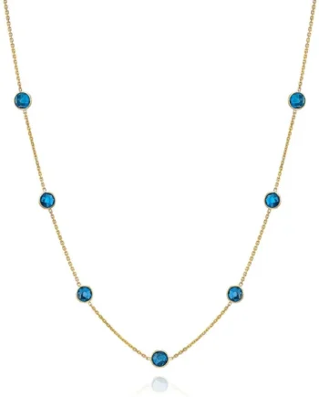 Round Cut Blue Topaz Necklace, 14ct Yellow Gold