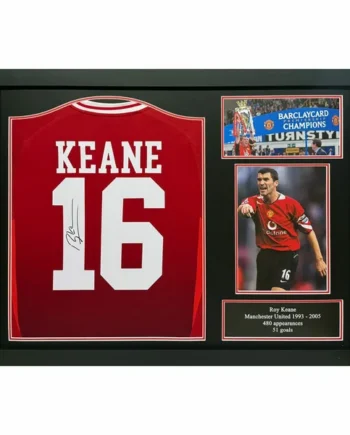 Roy Keane Signed Framed Manchester United 16 Football Shirt