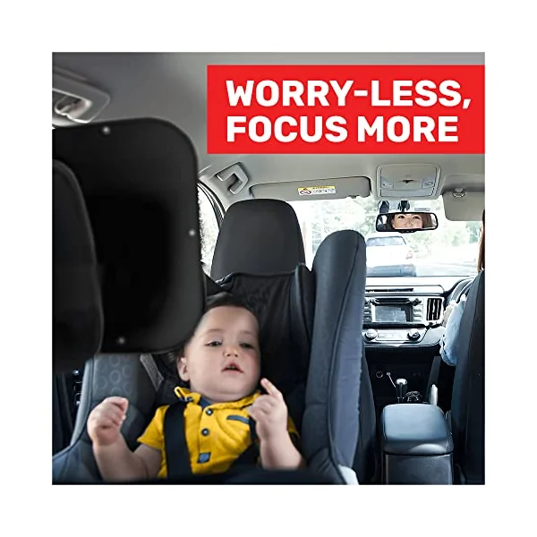 Royal Rascals Baby Car Mirror & Stroller Clips Bundle – Baby Car Mirror for Back Seat + Buggy Clips – New Born Baby Essentials & Baby Travel Essentials – Car Seat Mirror Rear Facing + Pram Hooks