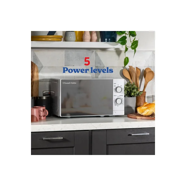 Russell Hobbs Manual Microwave 20 Litre 800W 5 Power Levels, Timer and Defrost, Easy Clean White RHM2027