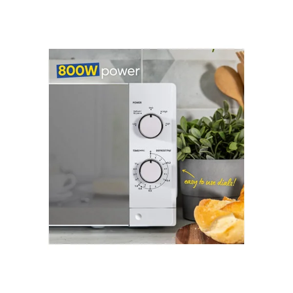 Russell Hobbs Manual Microwave 20 Litre 800W 5 Power Levels, Timer and Defrost, Easy Clean White RHM2027