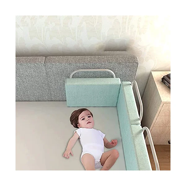 Safety Bed Fence Guardrail Bedside Railing,Foam Bed Guard Rail Kids Children,Soft Portable Safety Side Bed Guard Bumper Bed/Junior Bed(Size:50CM,Color:Green)