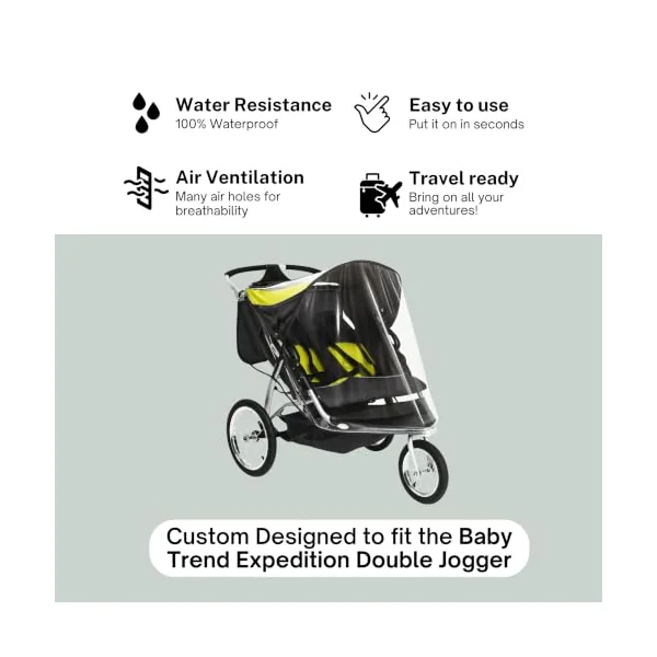 Sasha Kiddie BT - 3R Baby Trend Expedi-n Double Jogger with Swivel Front Wheel (Model 9165TW - Orange Oak) Stroller Rain and Cover Time - Stroller Not Included